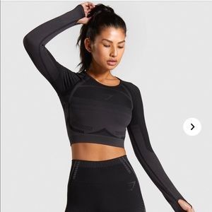 GYMSHARK GEO SEAMLESS LONG SLEEVE CROP TOP